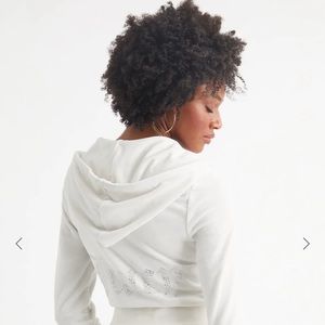 Angel White Juicy Couture OG Big Bling Velour Hoodie & Track Pants